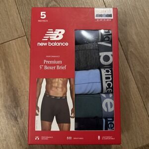 New Balance 5 Pack Performance Premium 5" Boxer Briefs Underwear Medium (32-34)